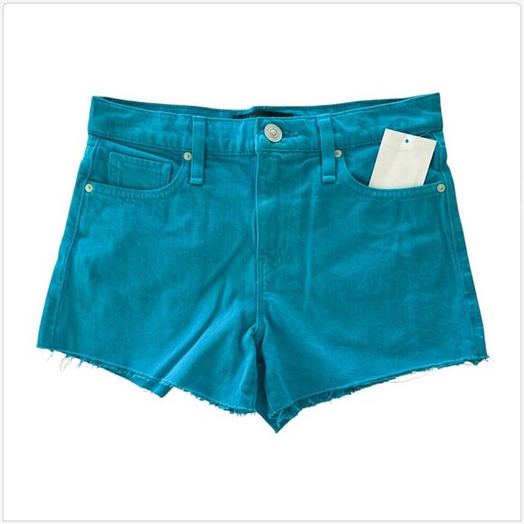 Hudson Gemma Blue Daisy Denim Cut Off Frayed Hem 5 Pocket Shorts NWT NEW 24 - Picture 5 of 8